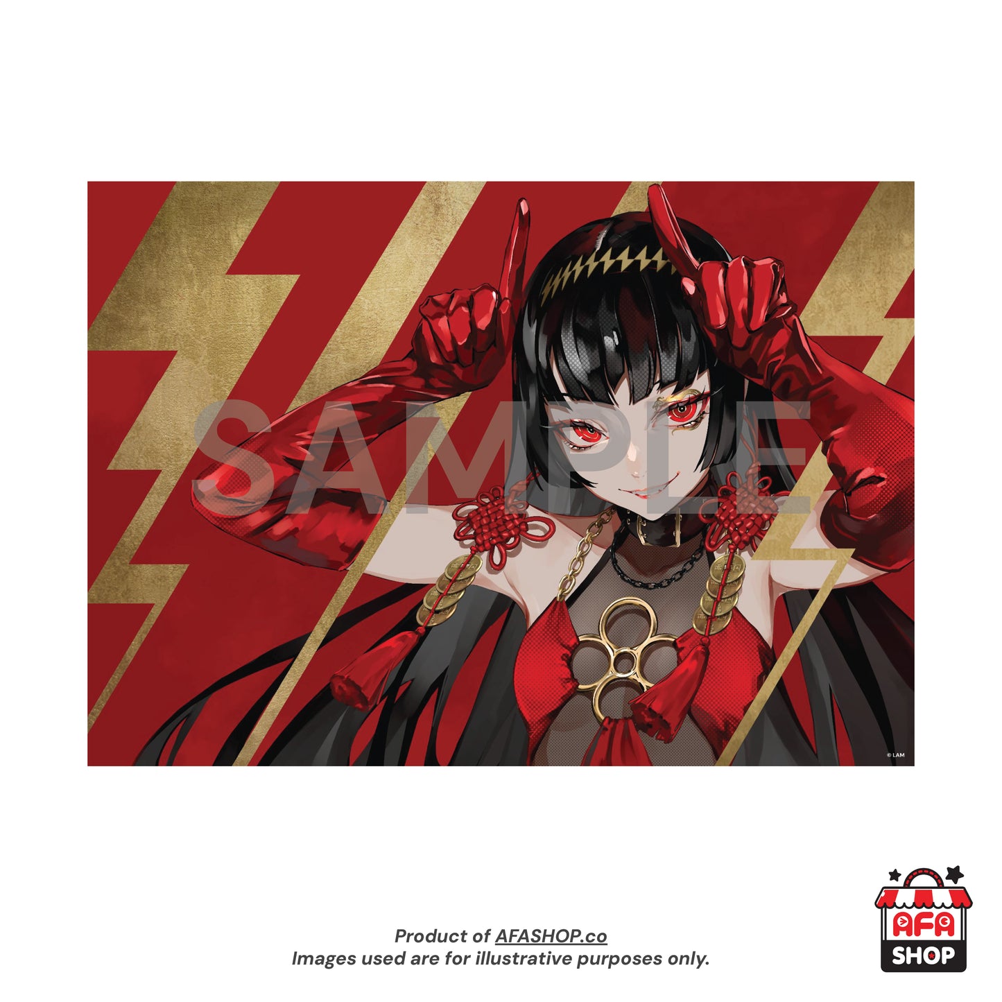 LAM Original - A0 Canvas Framed Print - 雷鳴赤閃 (RAIMEI SEKISEN)