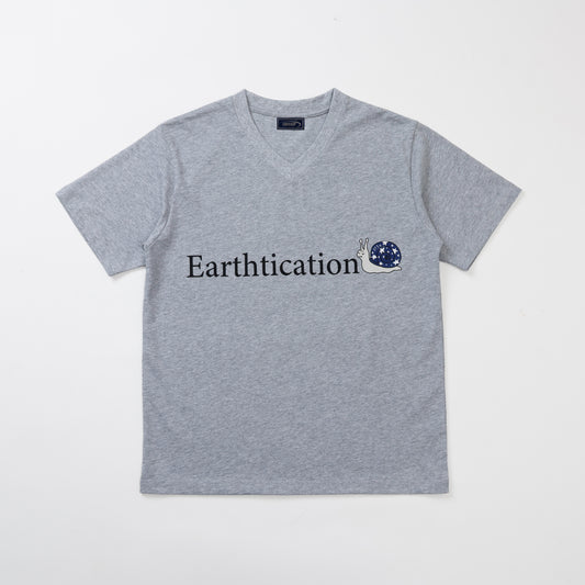 373 Earthtication Snail V-Neck T-Shirt (STONE)