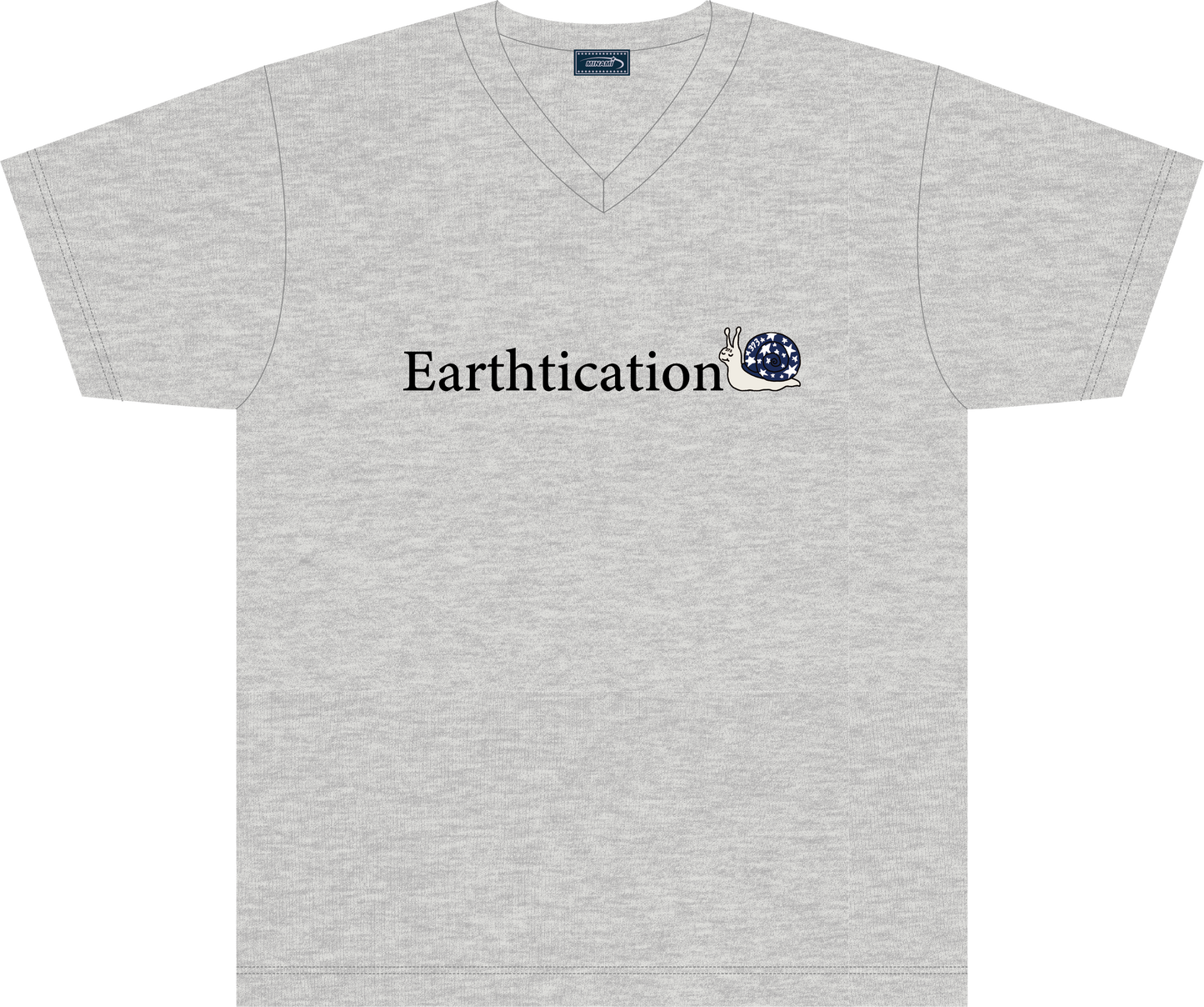 373 Earthtication Snail V-Neck T-Shirt (STONE)