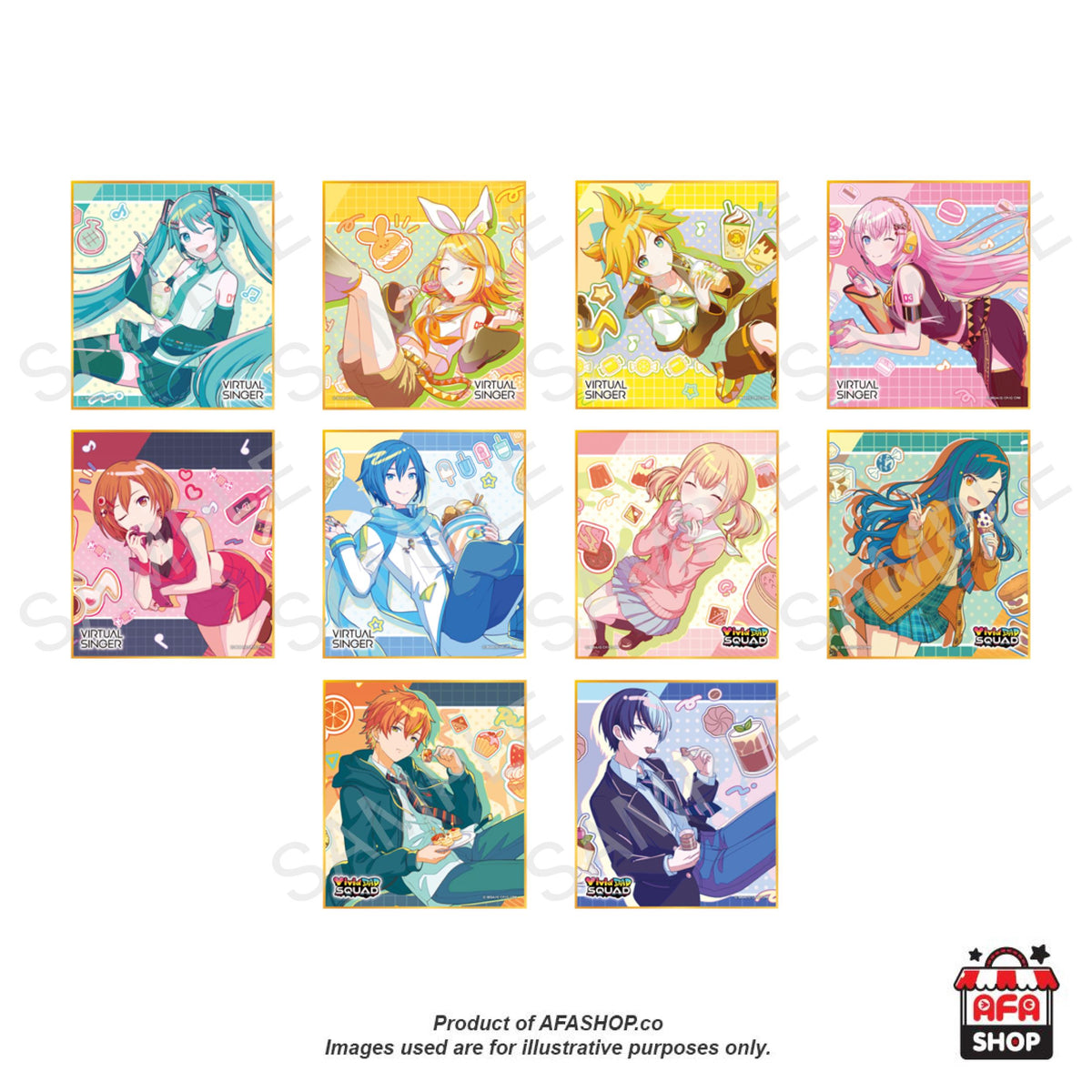 [HATSUNE MIKU: COLORFUL STAGE!] Anniversary/Birthday Card Illustrations 2023-2024 Mini Shikishi Collection A (VIRTUAL SINGER & Vivid BAD SQUAD) - 10 Types/Random