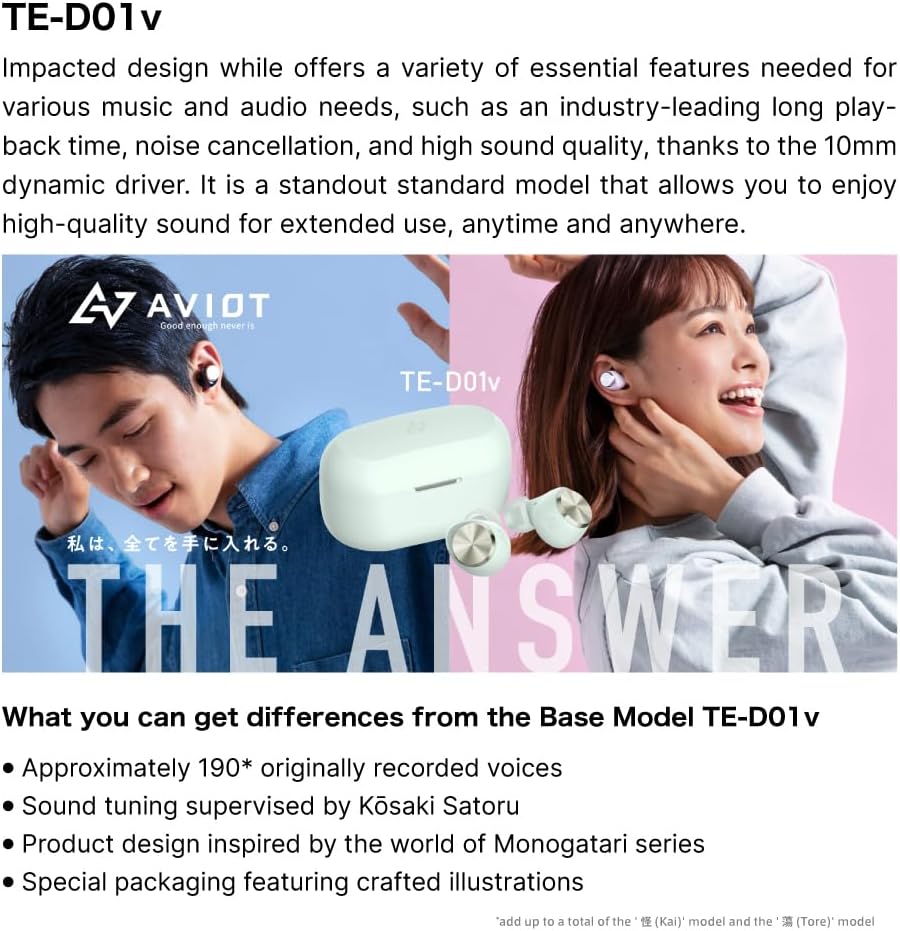 AVIOT TE-D01v-MGT Monogatari Series Anime Wireless Earbuds 蕩(Tore) Model