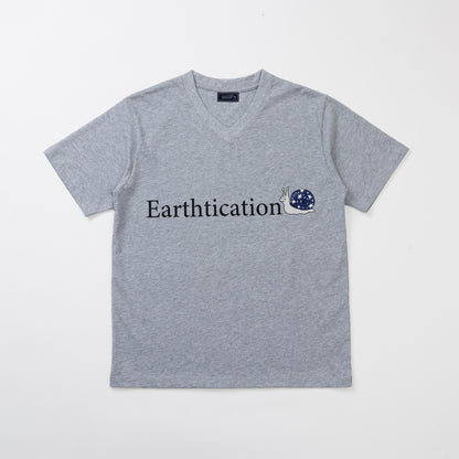 373 Earthtication Snail V-Neck T-Shirt (STONE)